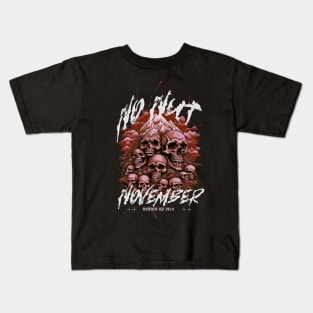 No Nut November Runner Up 2024 Funny Meme Viral Skulls Obnoxious Metal Kids T-Shirt